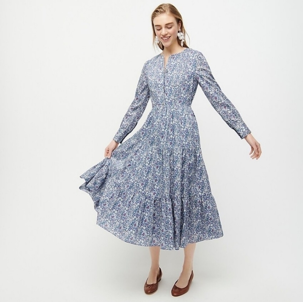 J. Crew Liberty Print Long Sleeve Dress
